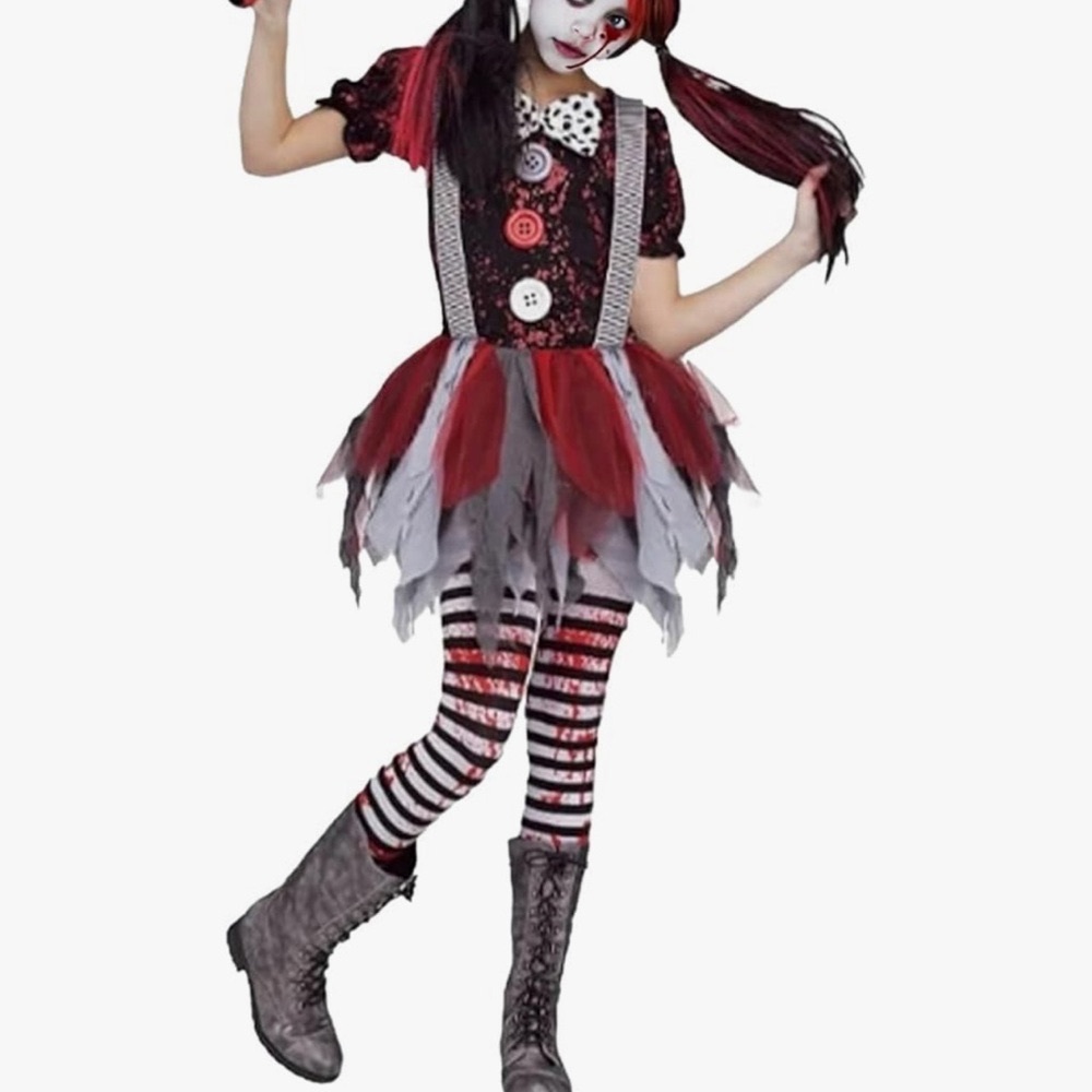 Spirit Halloween Kids Killer Clown Dress, Girls Medium